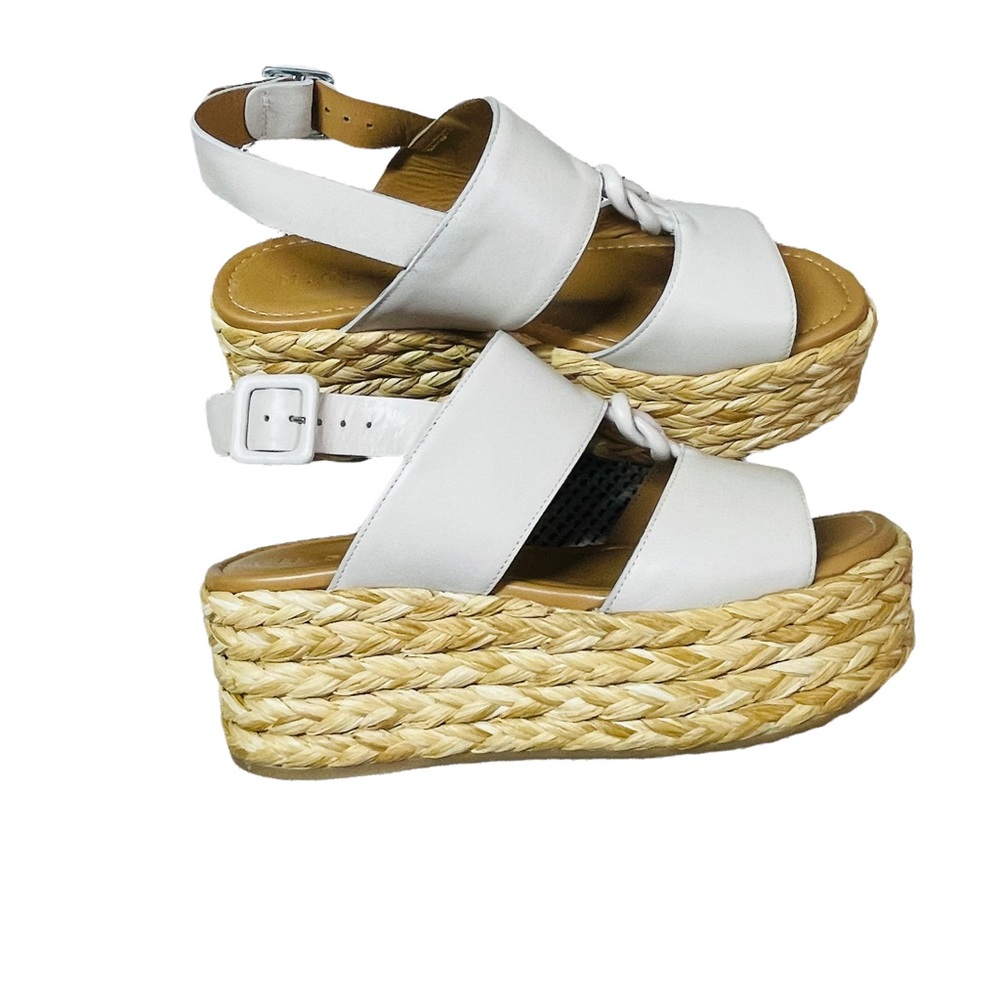 M. Gemi White Leather Espadrille Platform Sandals - Picture 9 of 9